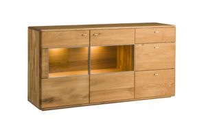 DENVER 48 Komoda dębowa dwudrzwiowa z szufladami i podświetleniem 180 cm - Dekort