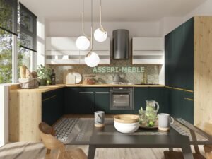 GLAMOUR GREEN MAT narożny zestaw mebli kuchennych 172 x 340 x 200 - LUX