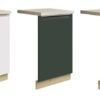 meble kuchenne front zmywarki biały, zielony, niebieski mat