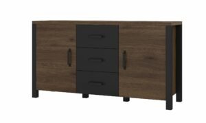 OLIN 26 komoda z szufladami w kolorze okapi - czarny super mat 150 cm