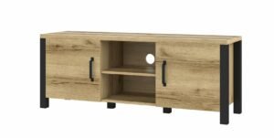 OLIN 41 komoda RTV w kolorze grand naturalny - czarny super mat 150 cm