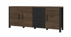 OLIN 47 komoda z szufladami w kolorze okapi - czarny super mat 190 cm