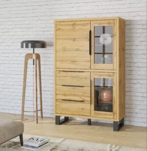 HALLE 12 witryna na nóżkach z szufladami 120 cm Dąb Wotan