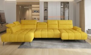 MONTANA U narożnik z elektrycznie wysuwanym siedziskiem, przesuwnym oparciem  220 x 389 x 185 cm