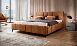 NAOMI - łóżko tapicerowane na nóżkach z pojemnikiem 180 x 200 cm