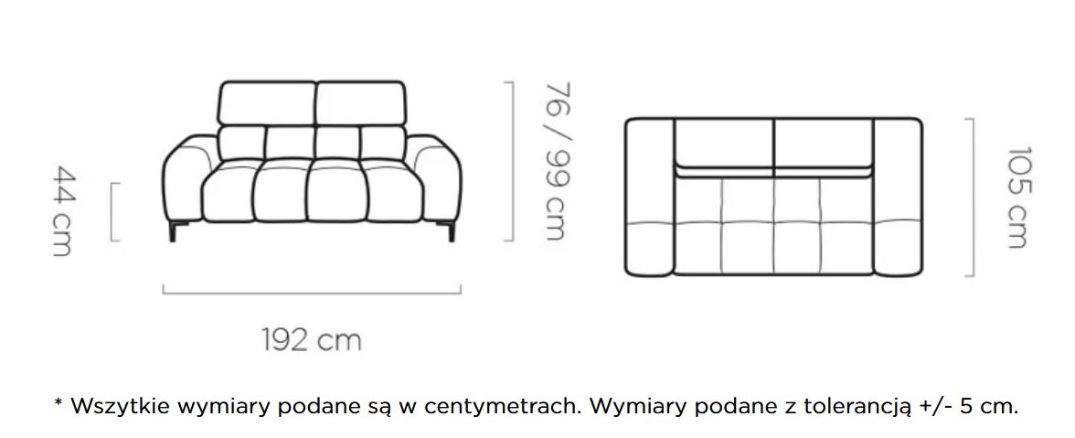 PLAZA - sofa 2 - wymiary