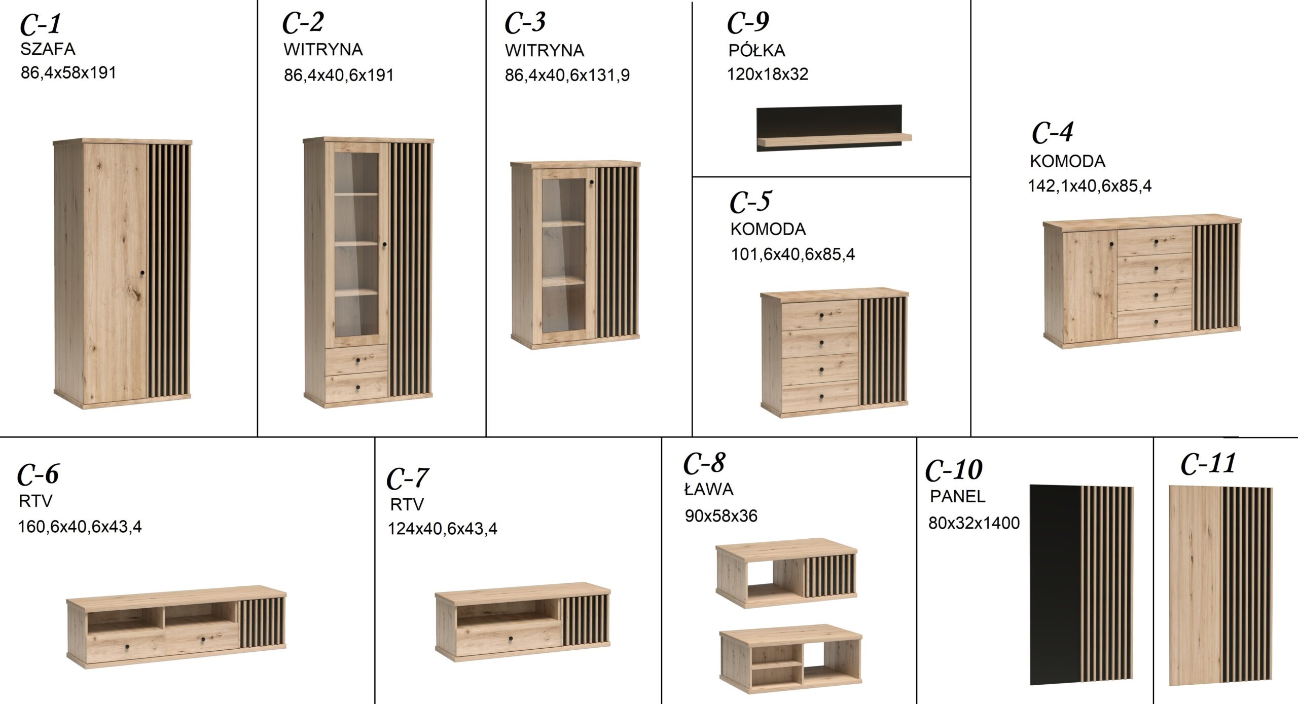 ZESTAWIENIE - asseri-meble CALI - zestawienie brył