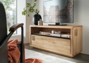 FURNI - komoda dębowa RTV z szufladą 120 cm