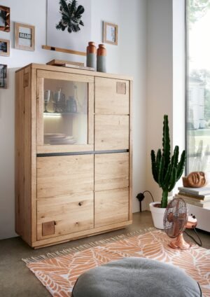 FURNI - kredens dębowy 100 cm z podświetleniem