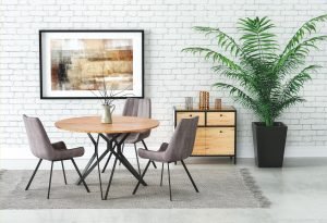 PIXEL - okrągły stół kuchenny 120 cm blat dąb złoty