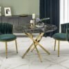 RAYMOND 2 - stół okrągły glamour, czarny marmur, złoty