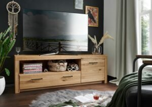 SOLID - komoda dębowa RTV 170 cm z szufladą