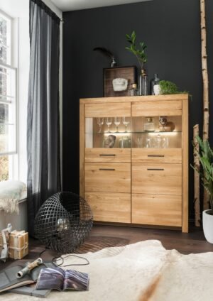 SOLID - ekskluzywny kredens dębowy 120 cm z podświetleniem