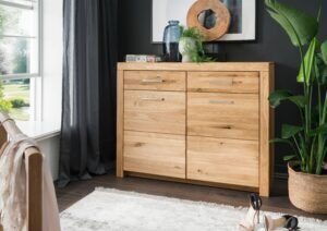 SOLID - mała komoda dębowa 120 cm z szufladami