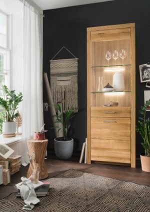 SOLID - ekskluzywna witryna dębowa 65 cm z podświetleniem