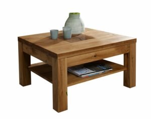 WILD OAK - dębowy, kwadratowy stolik kawowy, ława 70 x 70 cm