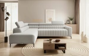 GANDI 160 - narożnik z automatem włoskim i pojemnikiem, ruchome zagłówki 301x204 cm