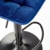 H95 hoker barowy wysoki, welur, na jednej nodze, obrotowy, tapicerowany, granat, pikowany