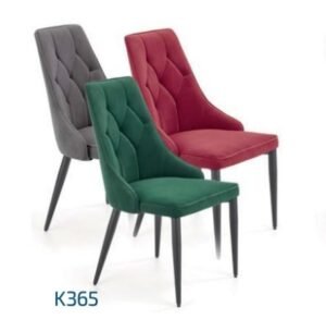 K365 - pikowane krzesło velurowe na czarnych nogach w stylu glamour