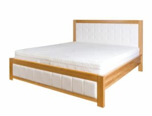 LK114 łóżko bukowe z tapicerowanym wezgłowiem 120; 140; 160; 180; 200 x 200