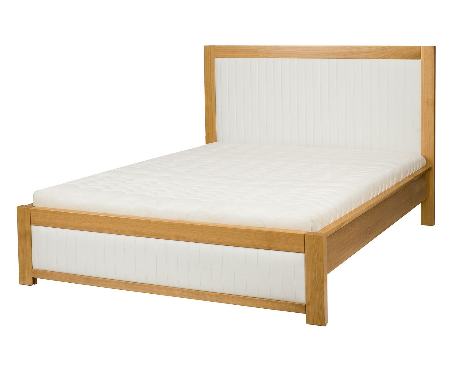 LK114II - ekskluzywne łóżko takicerowane bukowe, na nóżkach, tapicerowany zagłówek, pionoiwe pasy