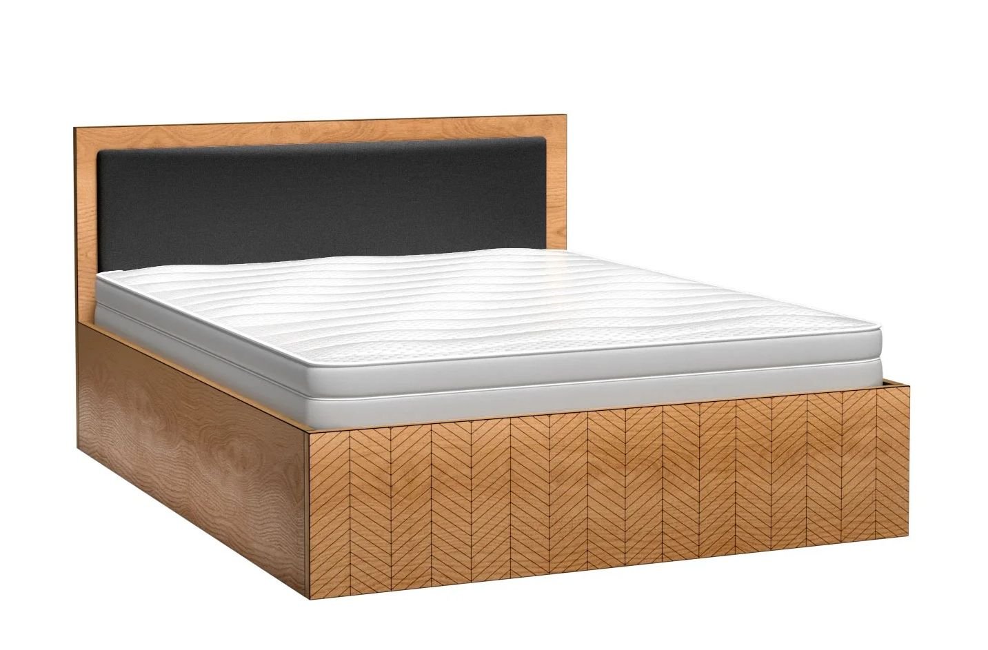 FONTI-12 łóżko do sypialni, tapicerowane wezgłowie, Karmel