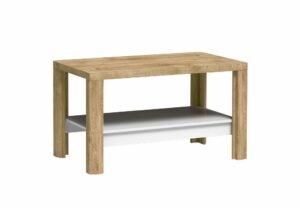 LIVINIO-13 stolik kawowy, ława 60 x 110 cm Dąb Ribbeck - Biały Połysk