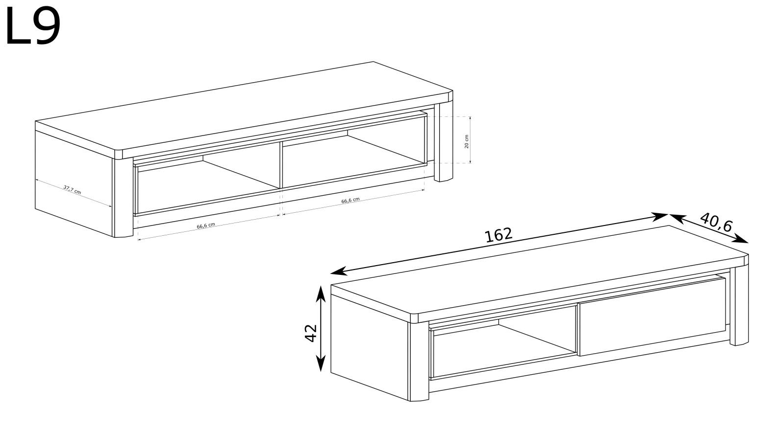 LIVINIO-9 podświetlana komoda RTV z klapą Dab Ribbeck - Biały Połysk