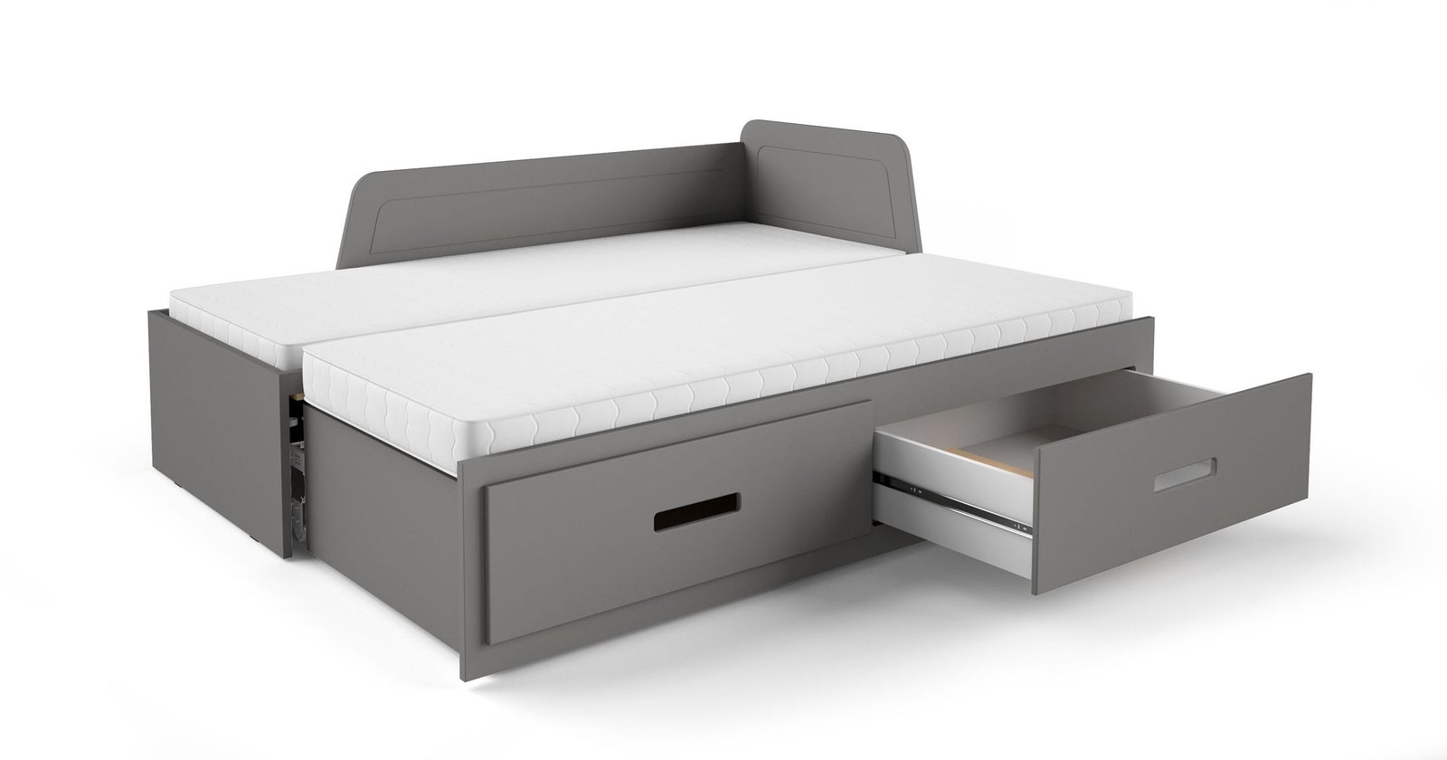 MIA - młodzieżowełóżko drewniane rozkładane z szufladami podwójne antracyt, komfortowe