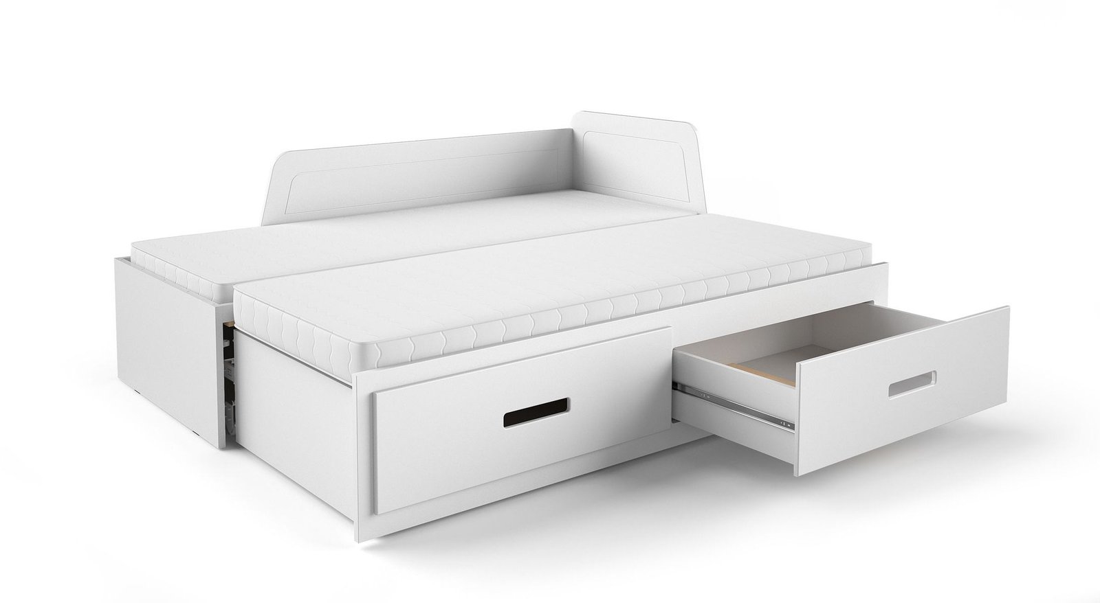 MIA - młodzieżowełóżko drewniane rozkładane z szufladami podwójne białe, komfortowe