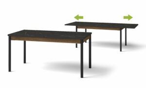 PRESTIGO-14 stół rozkładany z czarnymi nogami 90 x 160-240 cm Orzech - Czarny Mat