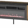 PRESTIGO-17 dwudrzwiowa komoda RTV z kominkiem 180 cm Orzech - Czarny Mat