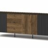 PRESTIGO-6 trzydrzwiowa komoda z szufladami na nóżkach 200 cm Orzech - Czarny Mat