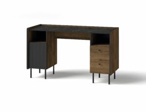 PRESTIGO-9 nowoczesne biurko z szafka i szufladami na nóżkach 55 x 135 cm Orzech - Czarny Mat