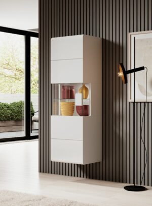 TOLEDO-07 witryna wisząca jednodrzwiowa z przeszkleniem 50 cm - BIAŁY POŁYSK