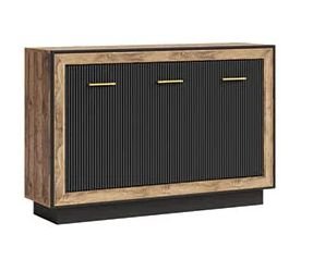 FOX trzydrzwiowa komoda w stylu loft 135 cm  EGER, CZARNY MAT