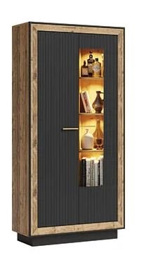 FOX witryna dwudrzwiowa z przeszkleniem 90 cm EGER, CZARNY MAT