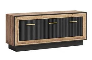 FOX dwudrzwiowa komoda RTV z szufladą 135 cm  EGER, CZARNY MAT