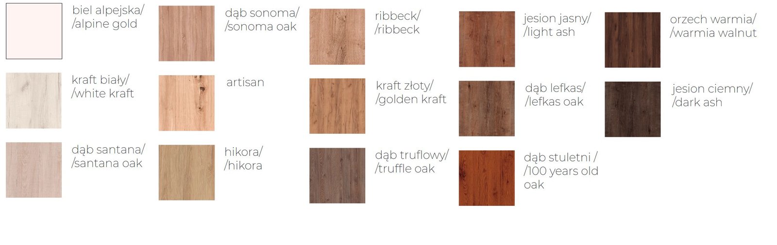 CALI-STOŁY - kolory