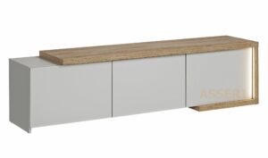 DASAR trzydrzwiowa komoda RTV z podświetleniem 180 cm DĄB GRAND NATURALNY, KASZMIR