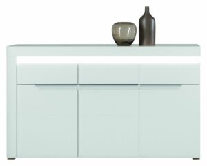 MAGGIE 04 komoda do salonu z szufladą i podświetleniem 150 cm - BIAŁY/BIAŁY