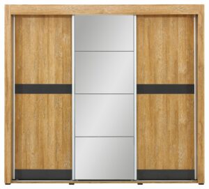 YORK 09 suwana szafa trzydrzwiowa z lustrem i podświetleniem 235 cm DĄB GRANDSON