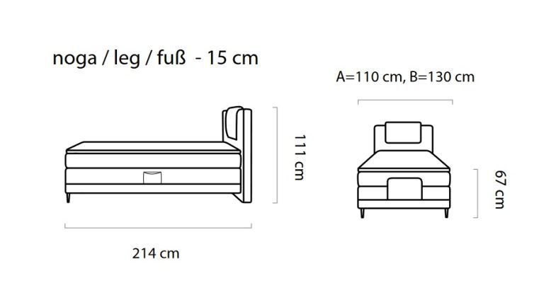 WAVE - 100-120 cm łóżko z elektryczną regulacją wysokości wezgłowia i nóg, Łóżko rehabilitacyjne