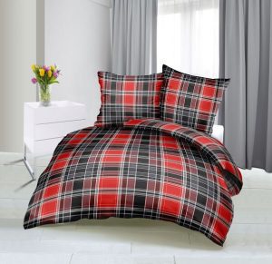 KRATA bawełniana pościel z kory 200 x 220 cm, odcienie czerwieni, szarości, czerni