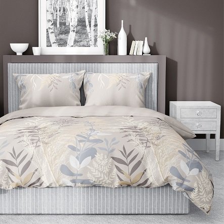 Pościel Satyna Bawełniana Home Satin - Kolorowe liście, odcienie beżu 4811-A