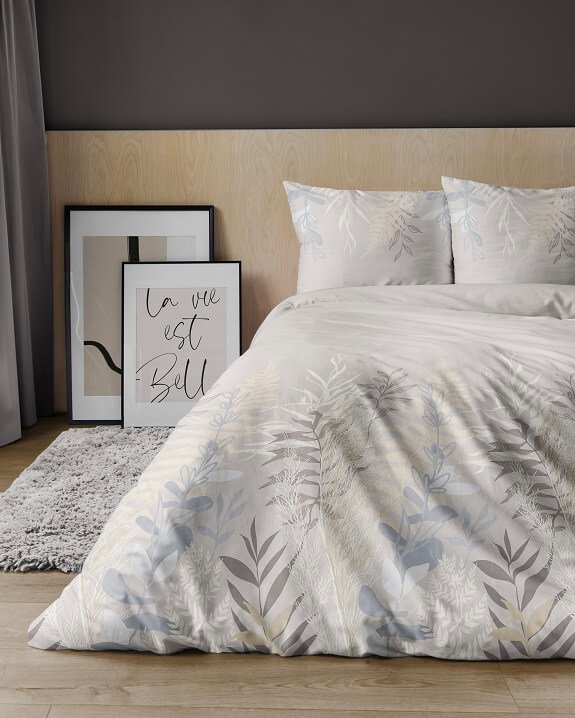 Pościel Satyna Bawełniana Home Satin - Liście, odcienie beżu 4811-A