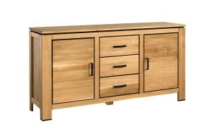 FARO II-48 dębowa komoda z szufladami i czarnymi dodatkami 175 cm - Dekort