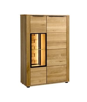 LUXHOME 46 dębowa komoda z przeszkleniem i podświetleniem 90 cm