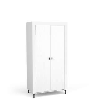 LOCA 01 szafa dwudrzwiowa w stylu GLAMOUR na nóżkach 100 cm - ryflowane fronty - WHITE