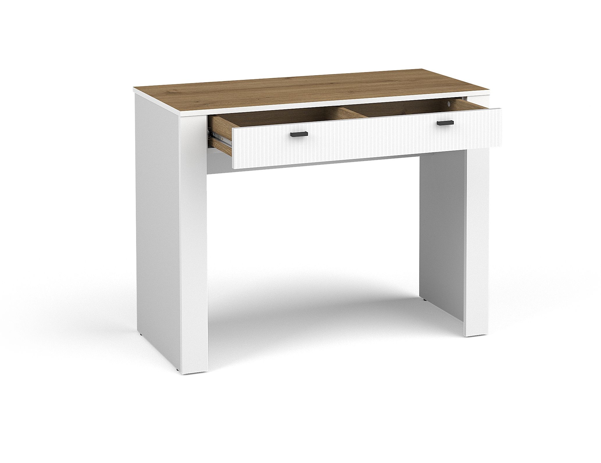 LOCA 10 biała otwarta toaletka z szufladą i dębowym kolorem blatu - ITALY-DESIGN